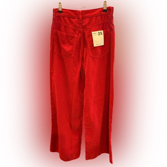 Reformation NWT 
Eden Wide Leg Corduroy Pants in Red Sz 25 & 33 - Picture 6 of 11